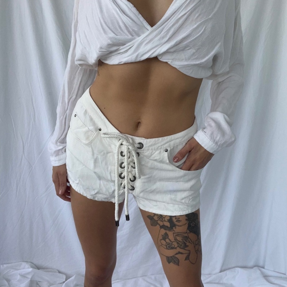 Lace up high waisted shorts